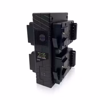 CORE Compact V-mount 4-position Fast Charger.  4hrs charger for two 98wh packs.  3A fast charge.  Upright design. 100v-240VAC input.  Includes AC Cable.