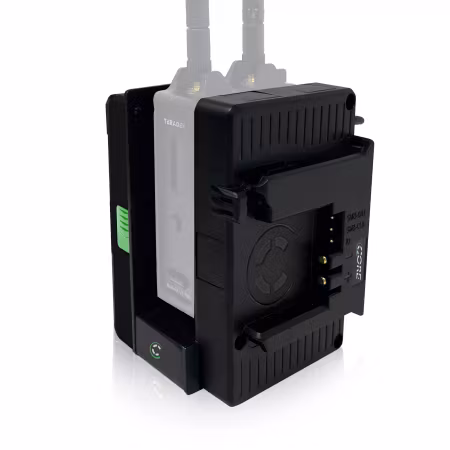 CORE Helix High Voltage Caddy for Teradek LT Transmitter, B-mount, 12v regulated output to 2pin Lemo