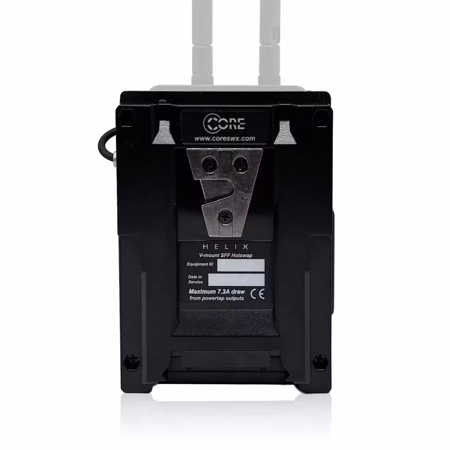 CORE Helix High Voltage Caddy for Teradek LT Transmitter, V-mount, 12v regulated output to 2pin Lemo