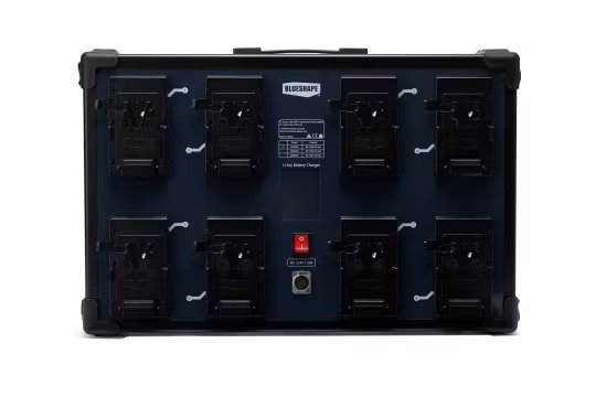 BLUESHAPE NEW Studio charger VLOCK batteries , WALL MOUNTING. Charges 8 batteries simultaneous. LCD info