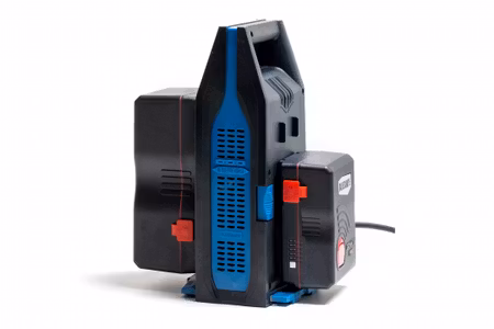 BLUESHAPE 2x PARALLEL CHARGER FOR V-LOCK BATTERY 6Ah,, on/off fan noise reduction