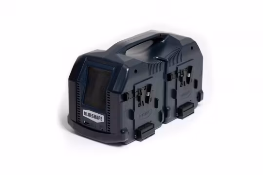 BLUESHAPE Studio charger Vlock batteries. Charges  4 batteries simulatenous 6Ah per channel, on/off fan noise reduction, LCD TOUCH SCREEN