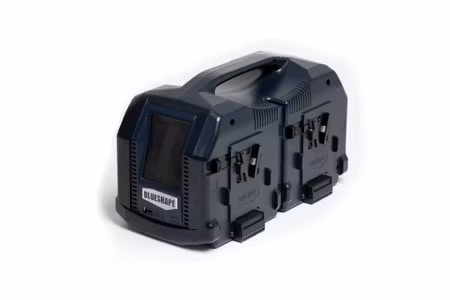 BLUESHAPE Studio charger Vlock batteries. Charges  4 batteries simulatenous 6Ah per channel, on/off fan noise reduction, LCD TOUCH SCREEN