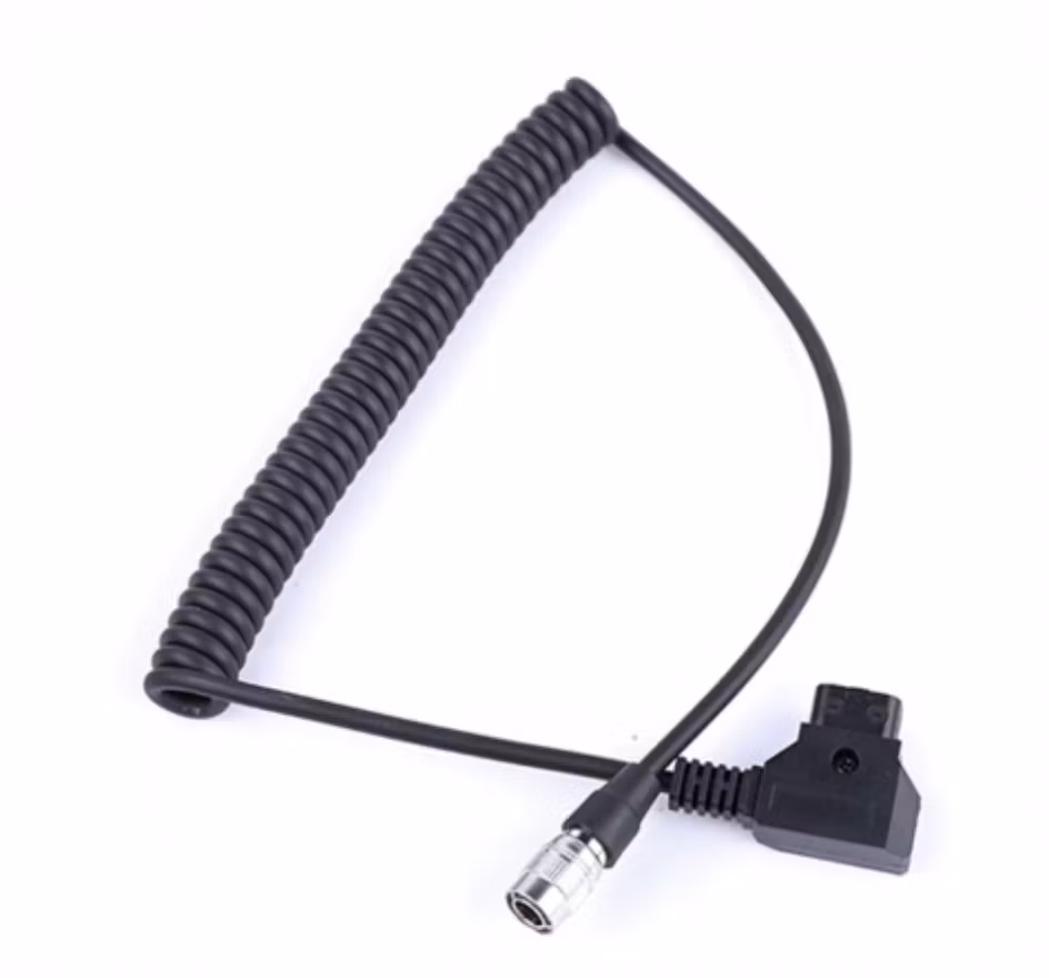 Coiled D-Tap to Hirose Power Cable for audio equipment