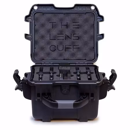 Small Ø Set Bundle kit, Ø 65mm ~ Ø 95mm Lens Cuffs with Custom Nanuk Case and 4x Stubby 15mm rails with SPRIG, 4x pouches and 4x sets of inserts.