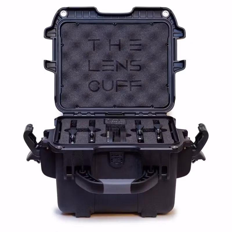 Large Ø Set Bundle kit, Ø 75mm ~ Ø 114mm Lens Cuffs with Custom Nanuk Case and 4x Stubby 15mm rails with SPRIG, 4x pouches and 4x sets of inserts.