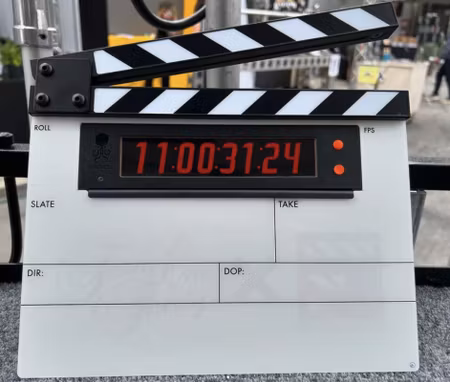 The Filmsticks and Tentacle Sync Timecode bar slate, klappa