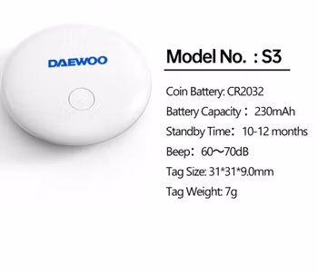 DAEWOO S3 TRACKER TAG FOR IOS. Single unit
