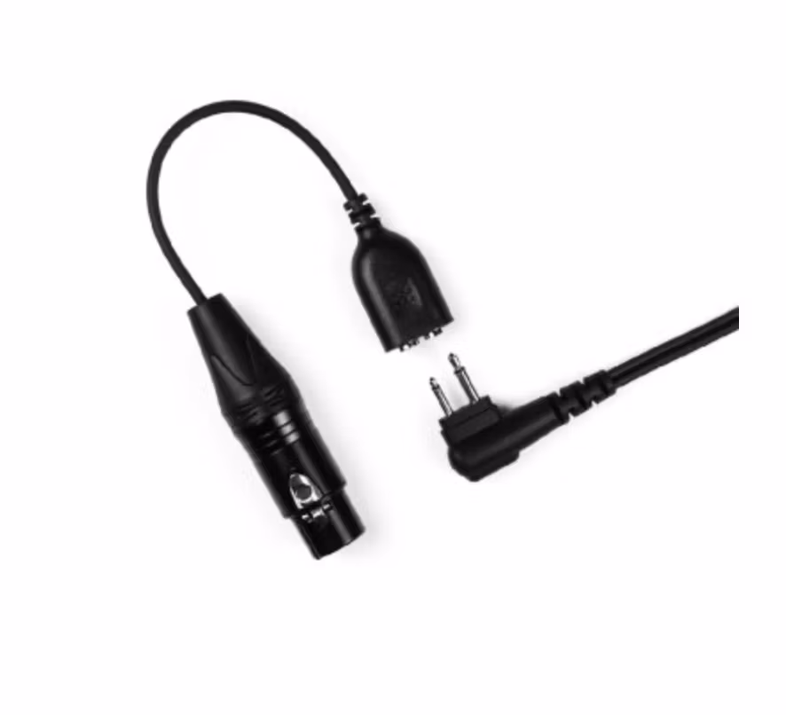 On Set Headsets Live Comms Adapter, For 4-Pin XLR and Motorola, connects to any 2-Pin Surveillance Headset and turns it into a Live Comms Pro - This allows monitoring of top wireless comms like Clear-