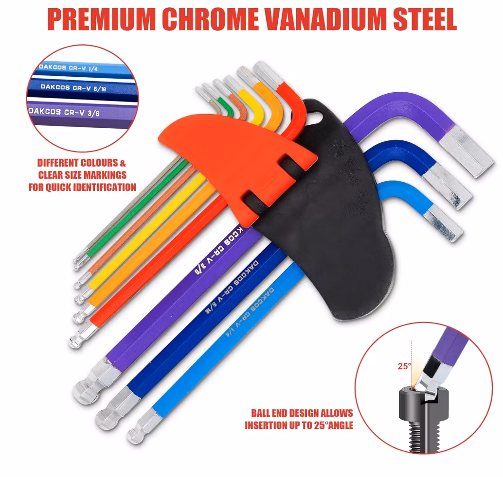Insexnyckel sats, 9-nycklar Chrome Vanadium Steel – Imperial