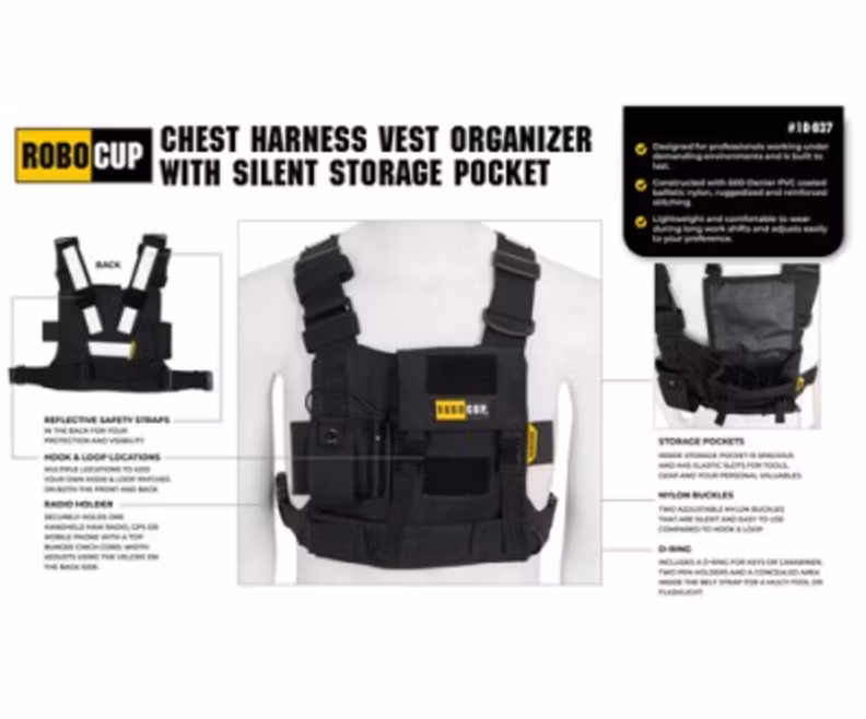 RoboCup Chest Harness Vest Organizer with Silent Storage Pocket
