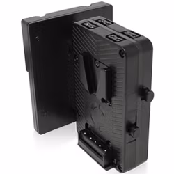 CORE Hotswap/Sharkfin V-Mount Plate.  Accepts both Helix packs to connect to HLX-BAB-V mount plate to output 33.6v.  Also accepts 14v V-mount packs for parallel standard voltage operation.