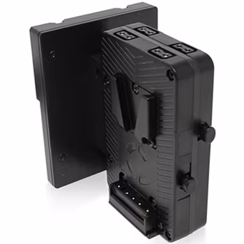 CORE Hotswap/Sharkfin V-Mount Plate.  Accepts both Helix packs to connect to HLX-BAB-V mount plate to output 33.6v.  Also accepts 14v V-mount packs for parallel standard voltage operation.