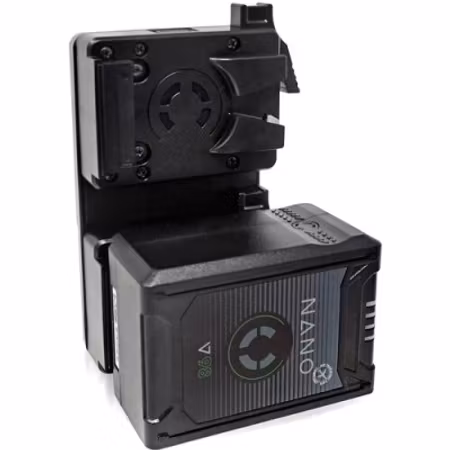 CORE V-mount Micro Hotswap plate.  Mounts two Micro packs on one standard v-mount sized plate Only for use with Micro packs.  Powertap output