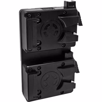CORE V-mount Micro Hotswap plate.  Mounts two Micro packs on one standard v-mount sized plate Only for use with Micro packs.  Powertap output
