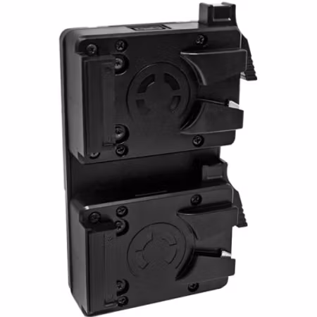 CORE V-mount Micro Hotswap plate.  Mounts two Micro packs on one standard v-mount sized plate Only for use with Micro packs.  Powertap output