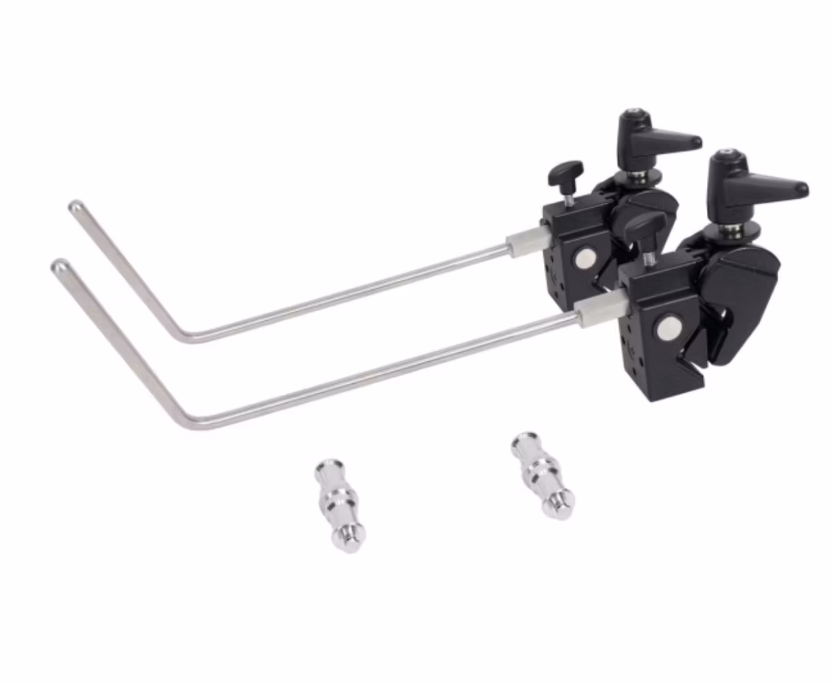1x Universal L-Shaped Stainless Steel Hanger Hook with Super Clamp for Camera Cart