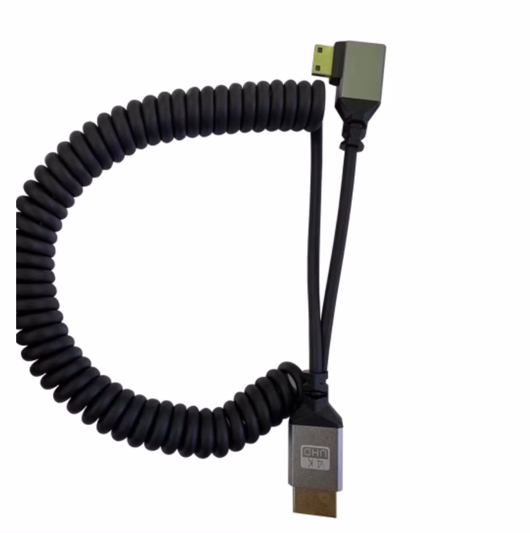 MINIR-HDMI Coiled Standard HDMI to Right-angle Mini HDMI Cable