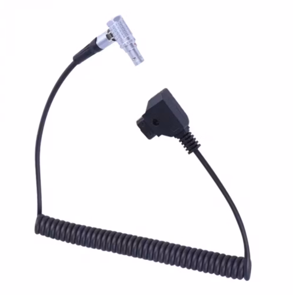 Coiled 0.5-1.5m D-Tap to Right Angle 0B 2 Pin Power Cable for Vaxis Wireless Transmitter, Tilta Power Base