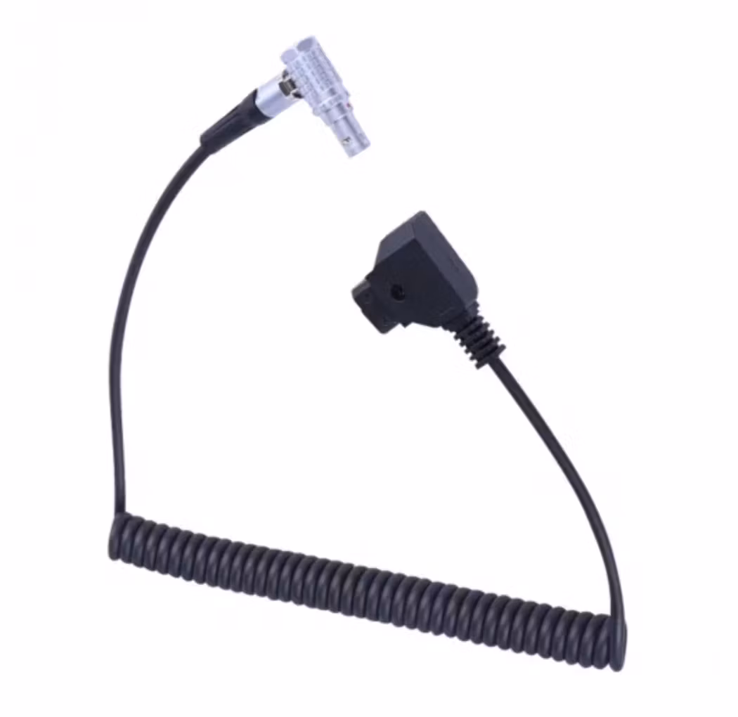Coiled 0.5-1.5m D-Tap to Right Angle 0B 2 Pin Power Cable for Vaxis Wireless Transmitter, Tilta Power Base