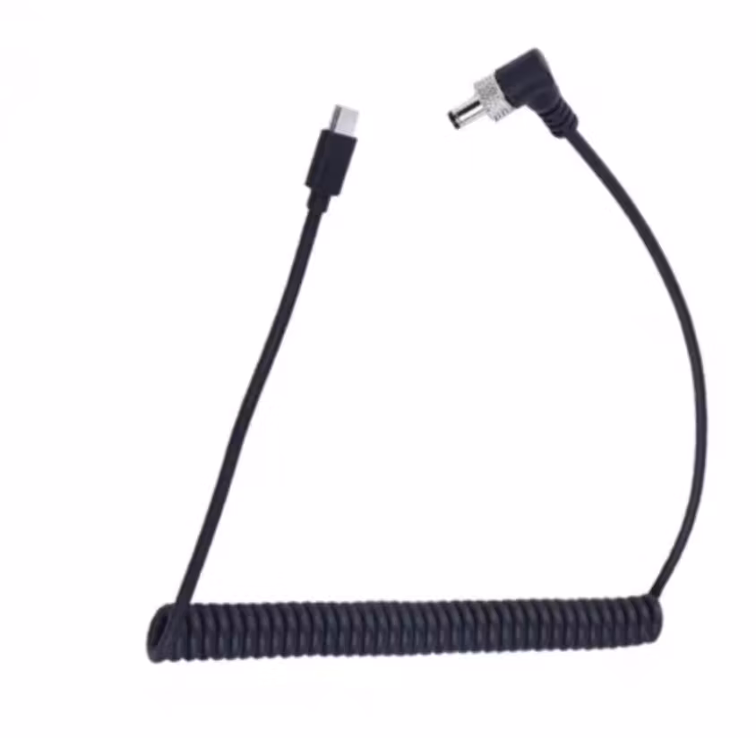 Coiled 0.5-1.5m Type C USB-C to 2.1-2.5mm DC5525 with Locking DC Barrel Power Cable