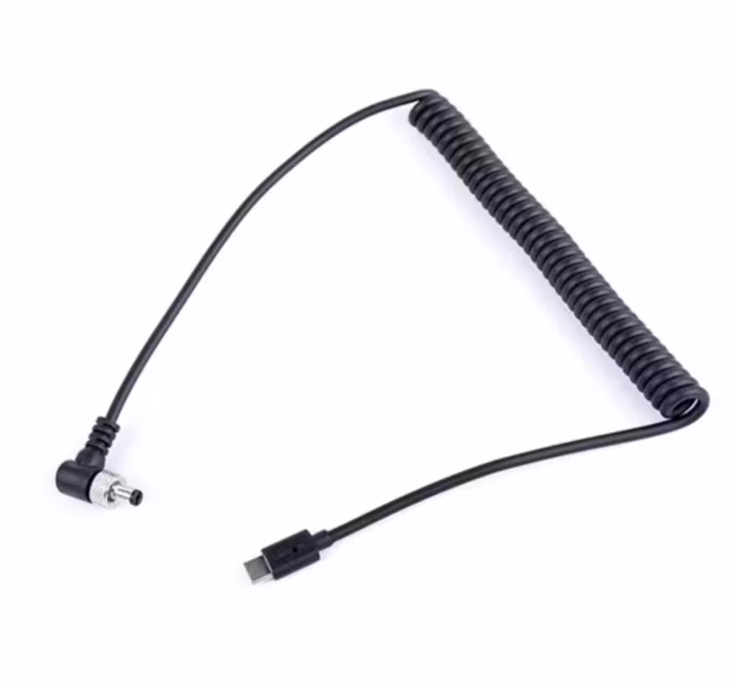 Coiled 0.5-1.5m Type C USB-C to 2.1-2.5mm DC5525 with Locking DC Barrel Power Cable
