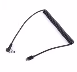 Coiled 0.5-1.5m Type C USB-C to 2.1-2.5mm DC5525 with Locking DC Barrel Power Cable