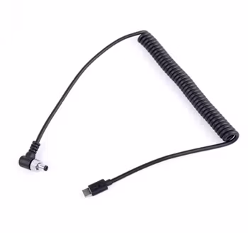 Coiled 0.5-1.5m Type C USB-C to 2.1-2.5mm DC5525 with Locking DC Barrel Power Cable