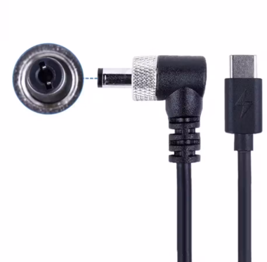 Coiled 0.5-1.5m Type C USB-C to 2.1-2.5mm DC5525 with Locking DC Barrel Power Cable