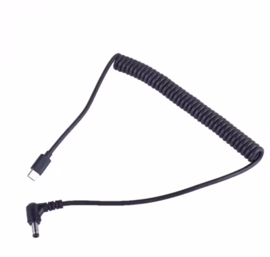 Coiled 0.5-1.5m Type C to DC5525 Power Cable