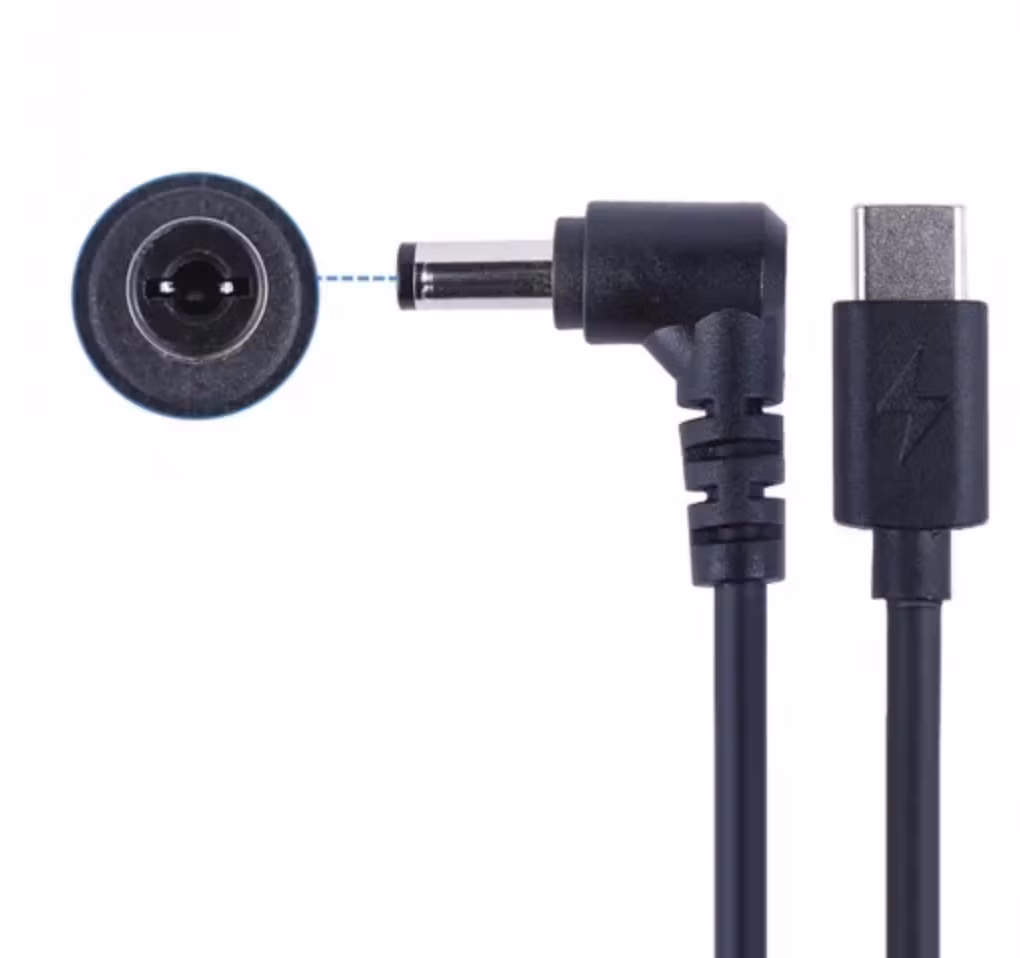 Coiled 0.5-1.5m Type C to DC5525 Power Cable