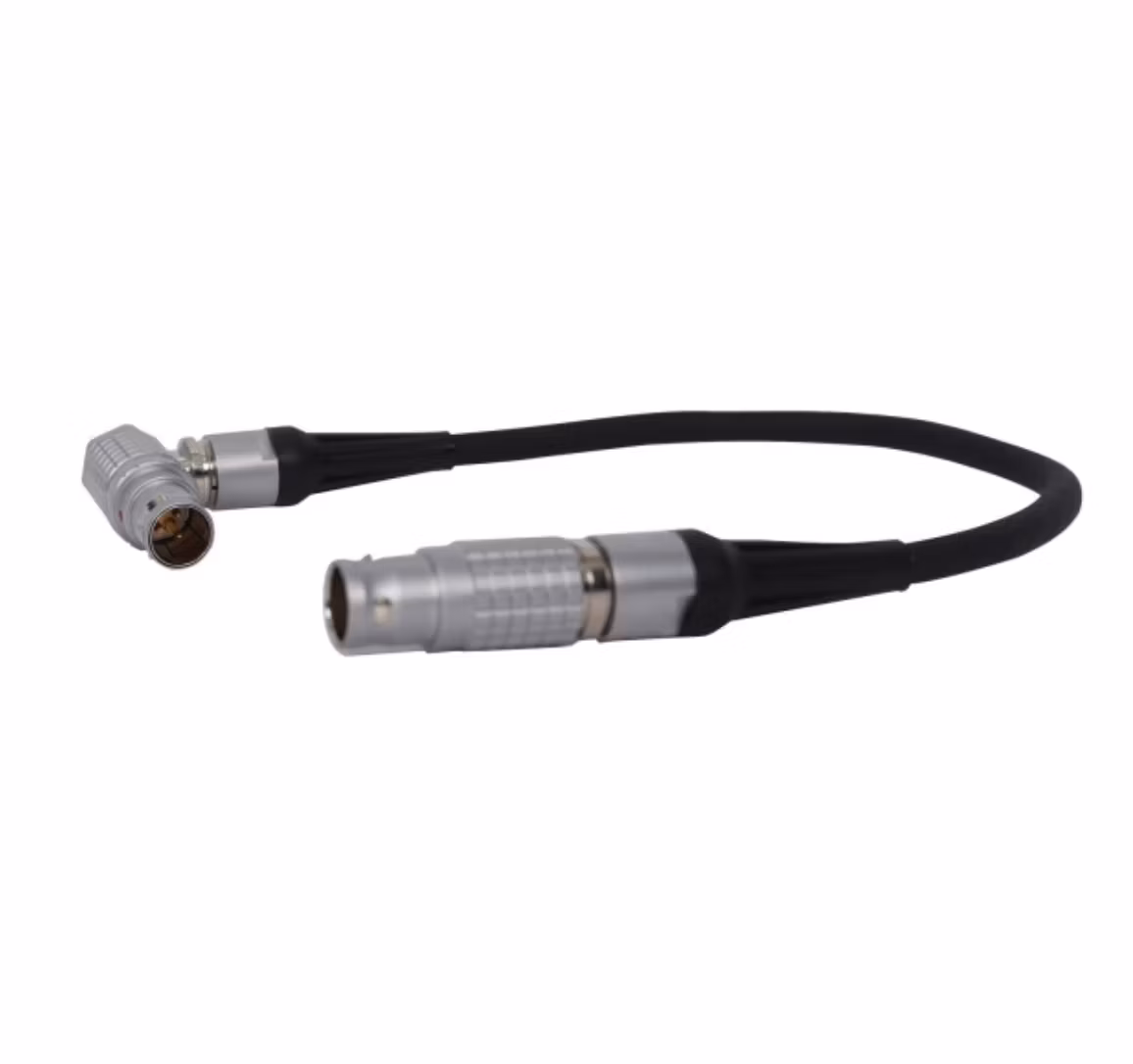 Length 3 Pin Lemo Cable Power Out (Right Angle Type) to 10 Pin DJI Ronin 2 Side Power Lemo Cable Power in (Straight Type)