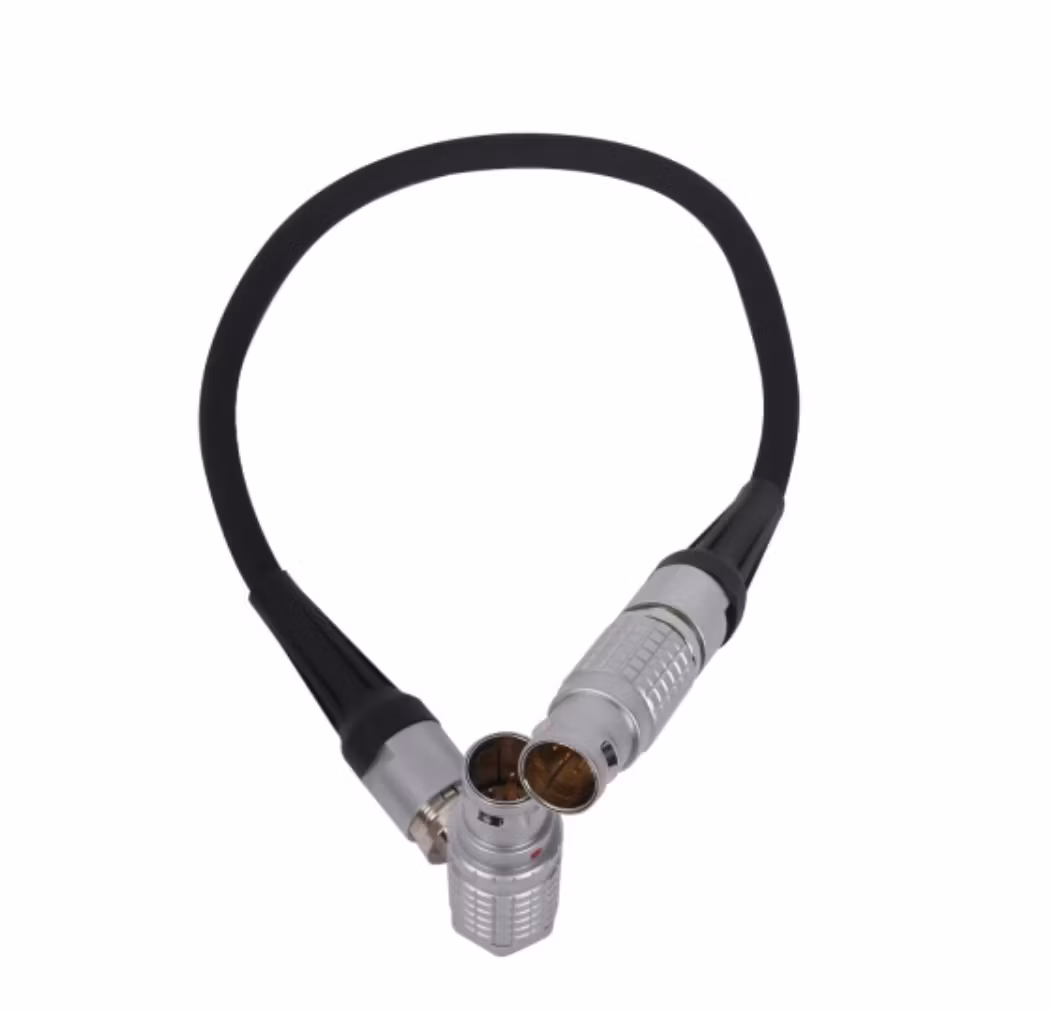 Length 3 Pin Lemo Cable Power Out (Right Angle Type) to 10 Pin DJI Ronin 2 Side Power Lemo Cable Power in (Straight Type)