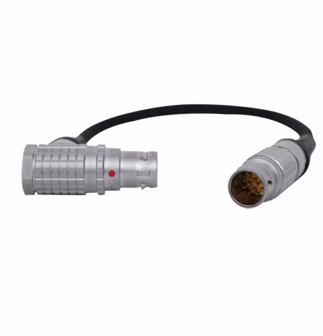 Length 3 Pin Lemo Cable Power Out (Right Angle Type) to 10 Pin DJI Ronin 2 Side Power Lemo Cable Power in (Straight Type)