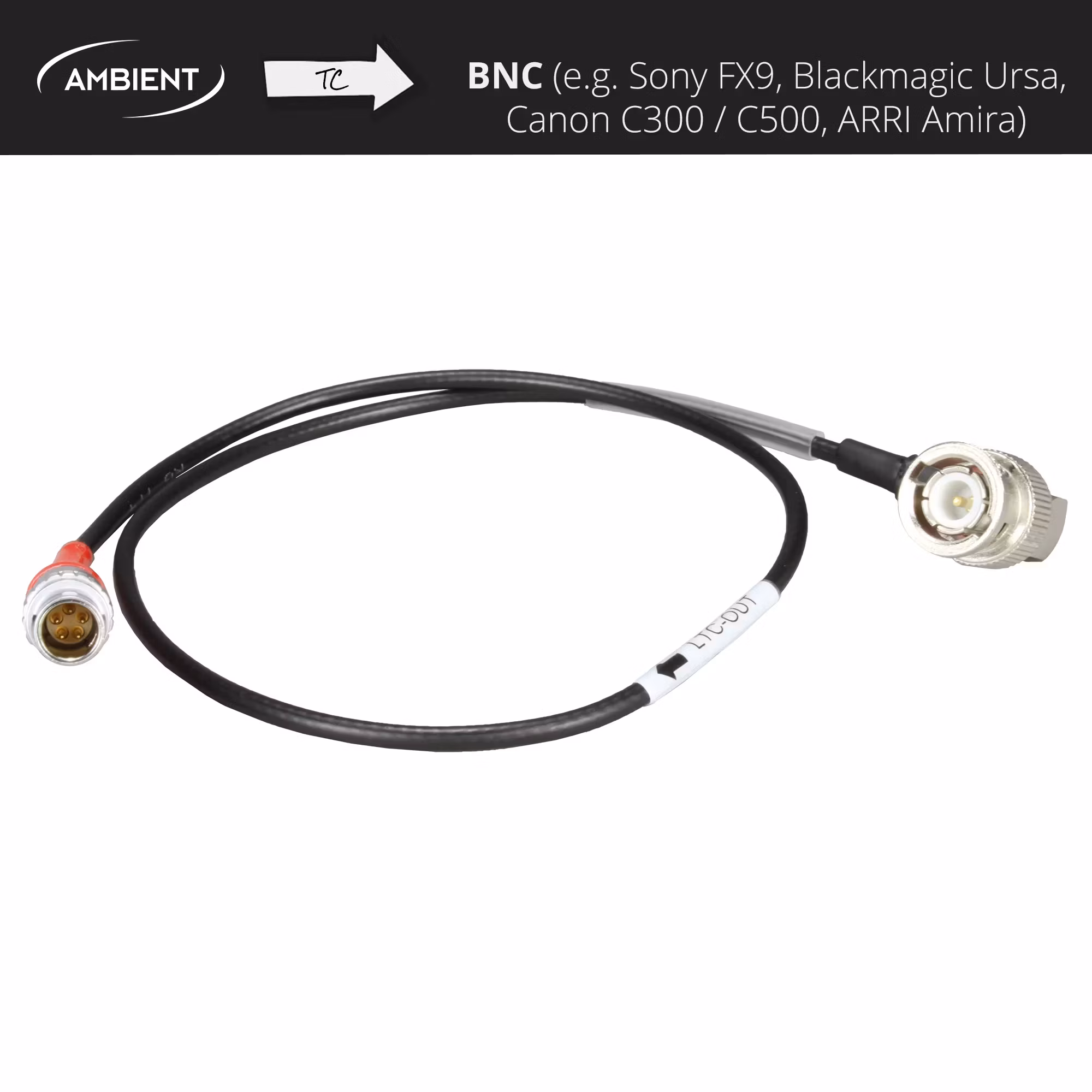 Ambient LTC-OUT - Timecode Cable PushPull-5-pin (Lemo-compatible) to BNC