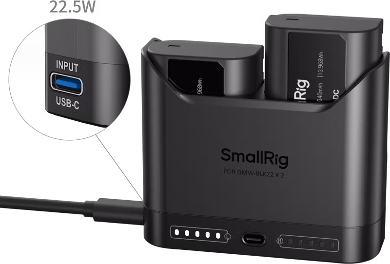 SmallRig 5487 Turbo Charging Kit for DMW-BLK22 Camera Batteries