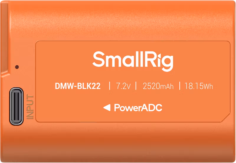 SmallRig 4979 Camera Battery USB-C Rechargeable DMW-BLK22 Orange