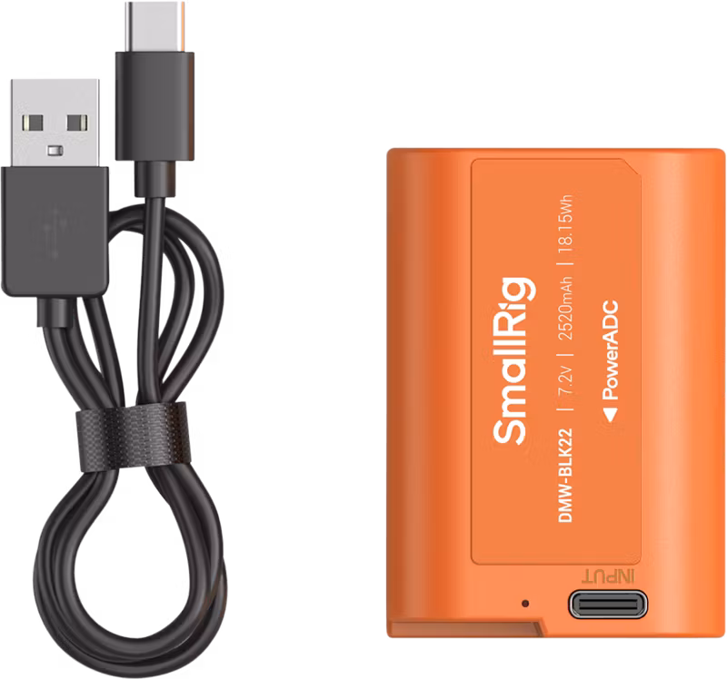 SmallRig 4979 Camera Battery USB-C Rechargeable DMW-BLK22 Orange