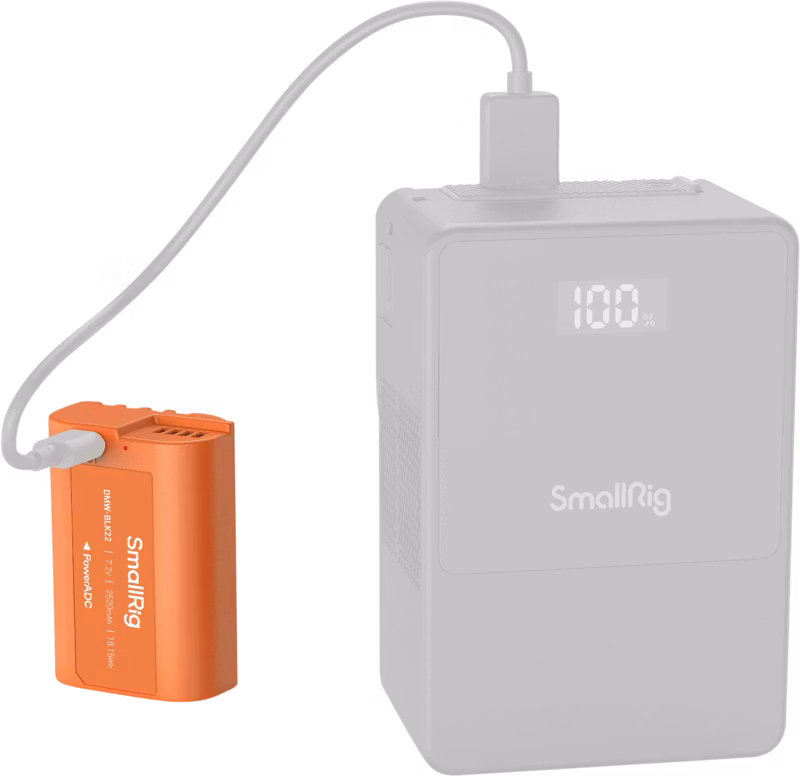 SmallRig 4979 Camera Battery USB-C Rechargeable DMW-BLK22 Orange