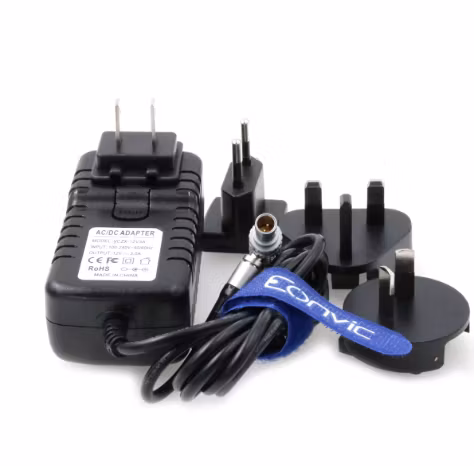 2-pin till AC Teradek mf.l nätadapter med uttag US EU, power supply