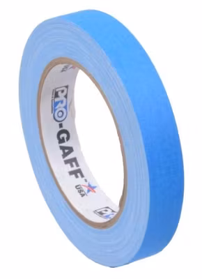 Cinta de tela Pro Gaff de 19 mm x 22,8 m, color azul fluorescente.