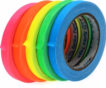 Cinta de tela Pro Gaff Spike de 12 mm x 18 m, 5 colores fluorescentes.