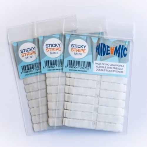Hide-a-mic Sticky Stripe mini, 100 double sided sticky strips 7mm x 23 mm