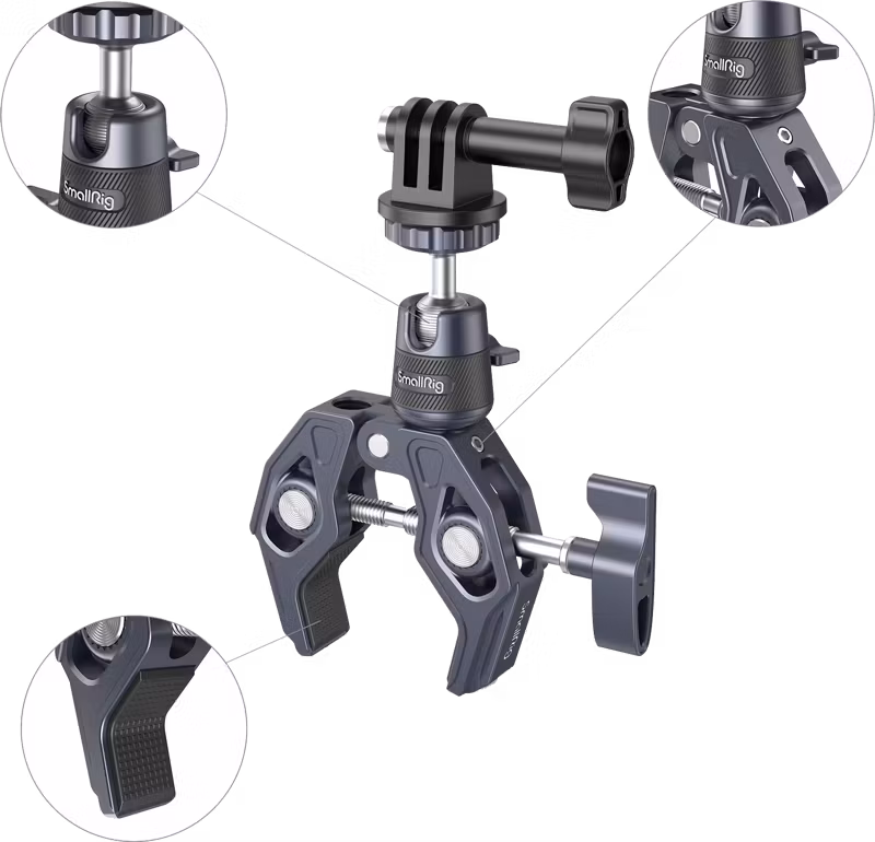 SmallRig 4102 Super Clamp with 360 Ballhead Mount for Action Cameras