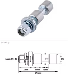 Kupo KS-013 Dia. 17M Spigot w/ Washer And Lock Nut For C-05 Family