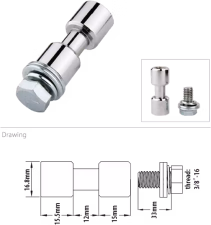 Kupo KS-013F 17mm Spigot, Chrome-Plated 3/8" Female Threaded