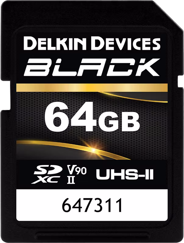 Delkin SDXC BLACK Rugged UHS-II R300/W250 (V90) 64GB (new)