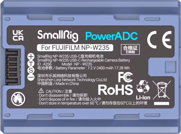 SmallRig 4266 Camera Battery USB-C Rechargable NP-W235