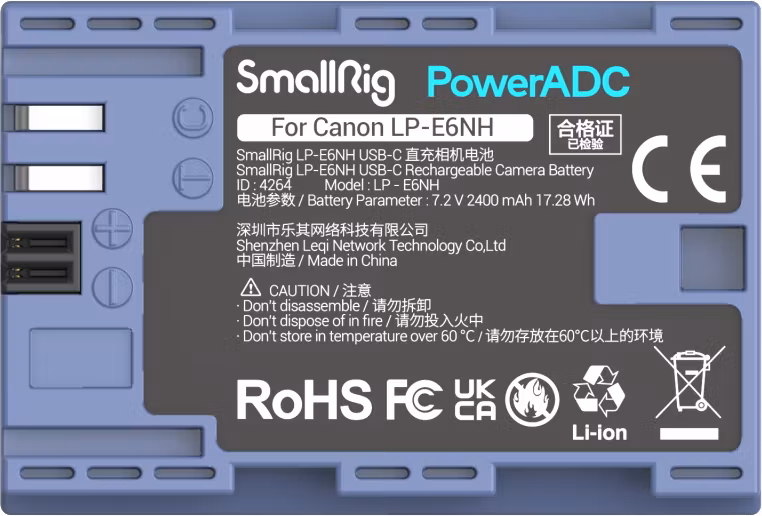 SmallRig 4264 Camera Battery USB-C Rechargable LP-E6NH