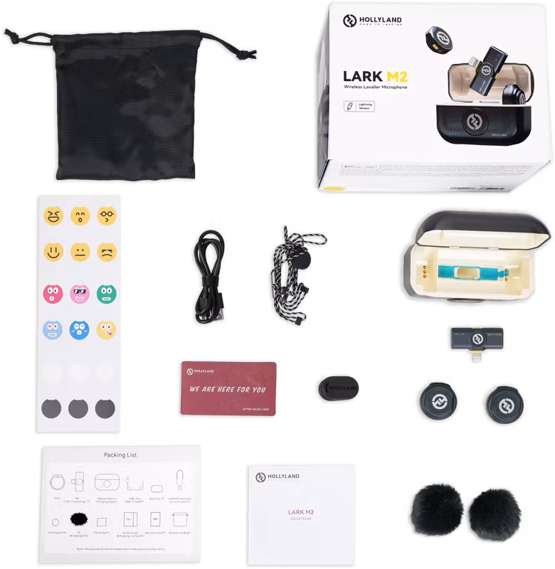 Hollyland Lark M2 Lightning - Wireless Lavalier Microphone with Lightning Plug (Duo,Shine Charcoal)